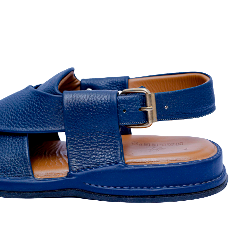 Blue light-weight Peshawari chappal