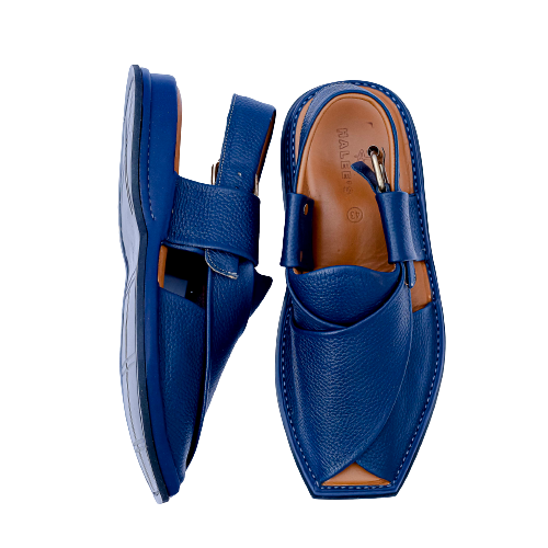 Blue light-weight Peshawari chappal