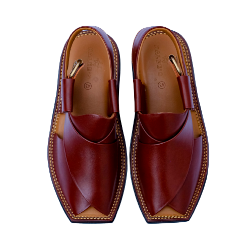 T - Shape Burgundy Peshawari chappal