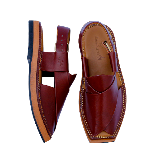 Burgundy Kaptaan Peshawari Chappal